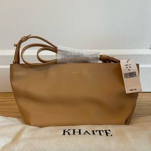 Khaite NWT Adeline Crossbody Bag - tan beige 100% calf leather w/ gold tone logo